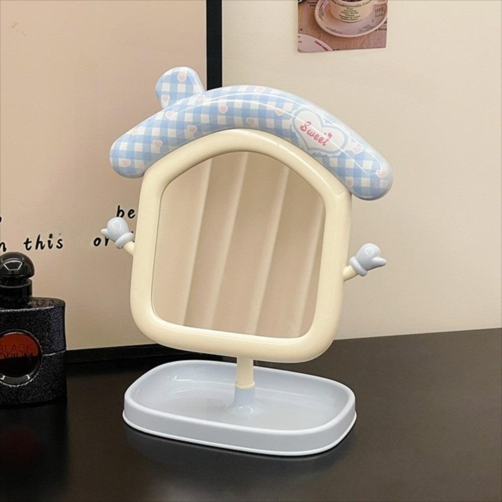 

Adjustable Angle Desktop Decorative Mirrors High-definition Cartoon House Mirror Student Style 1 Blue