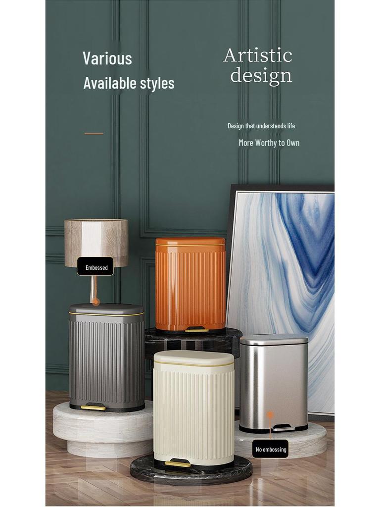 Stainless Steel Soft-Close Foot-Operated Trash Can for Kitchen, Living Room, and Bathroom