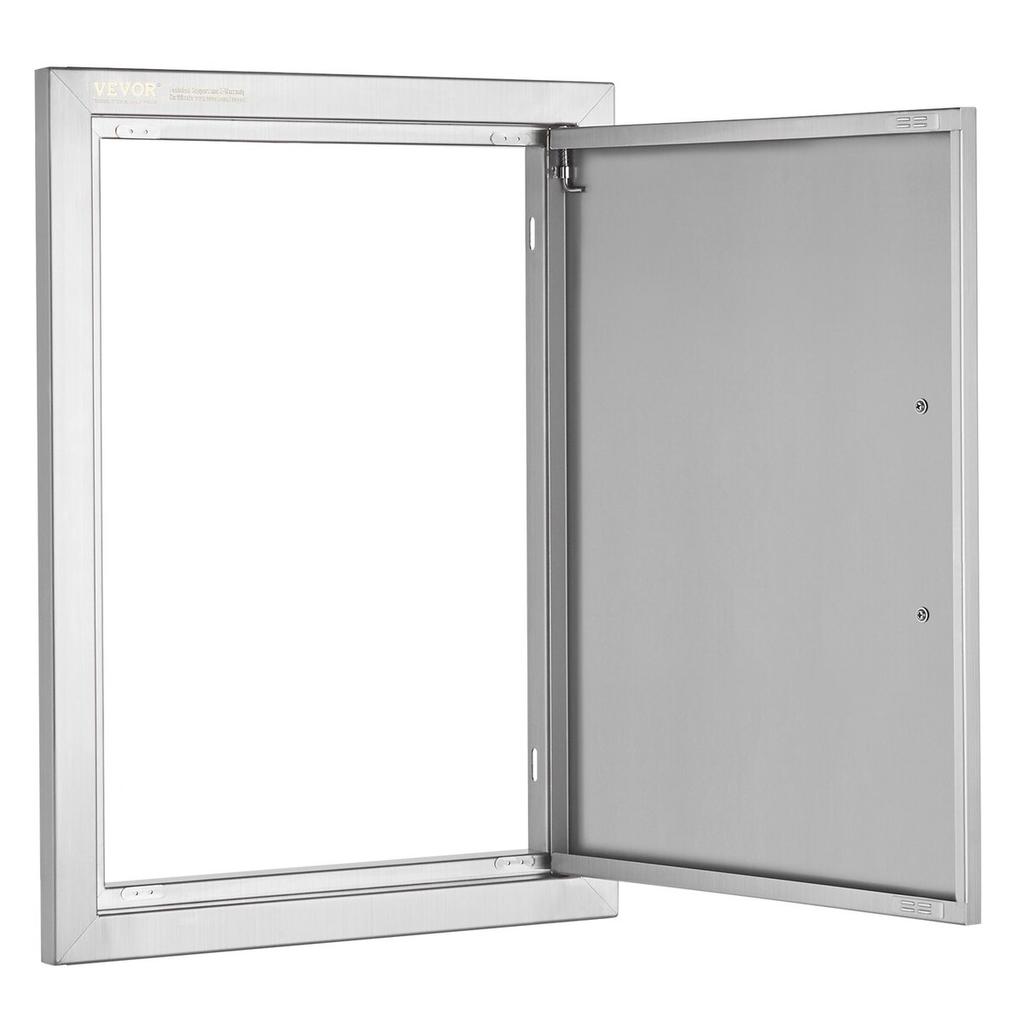 BBQ Access Door, 407x559 Mm Single Outdoor Kitchen Door, Stainless Steel Flush Mount Door, Wall Vertical Door with Handle, for BBQ Island, Grilling
