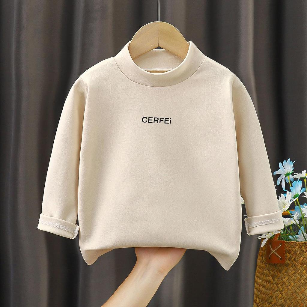 Children's Thermal Fleece Long-Sleeve Top, Base Layer Round Neck Shirt for Autumn/Winter.
