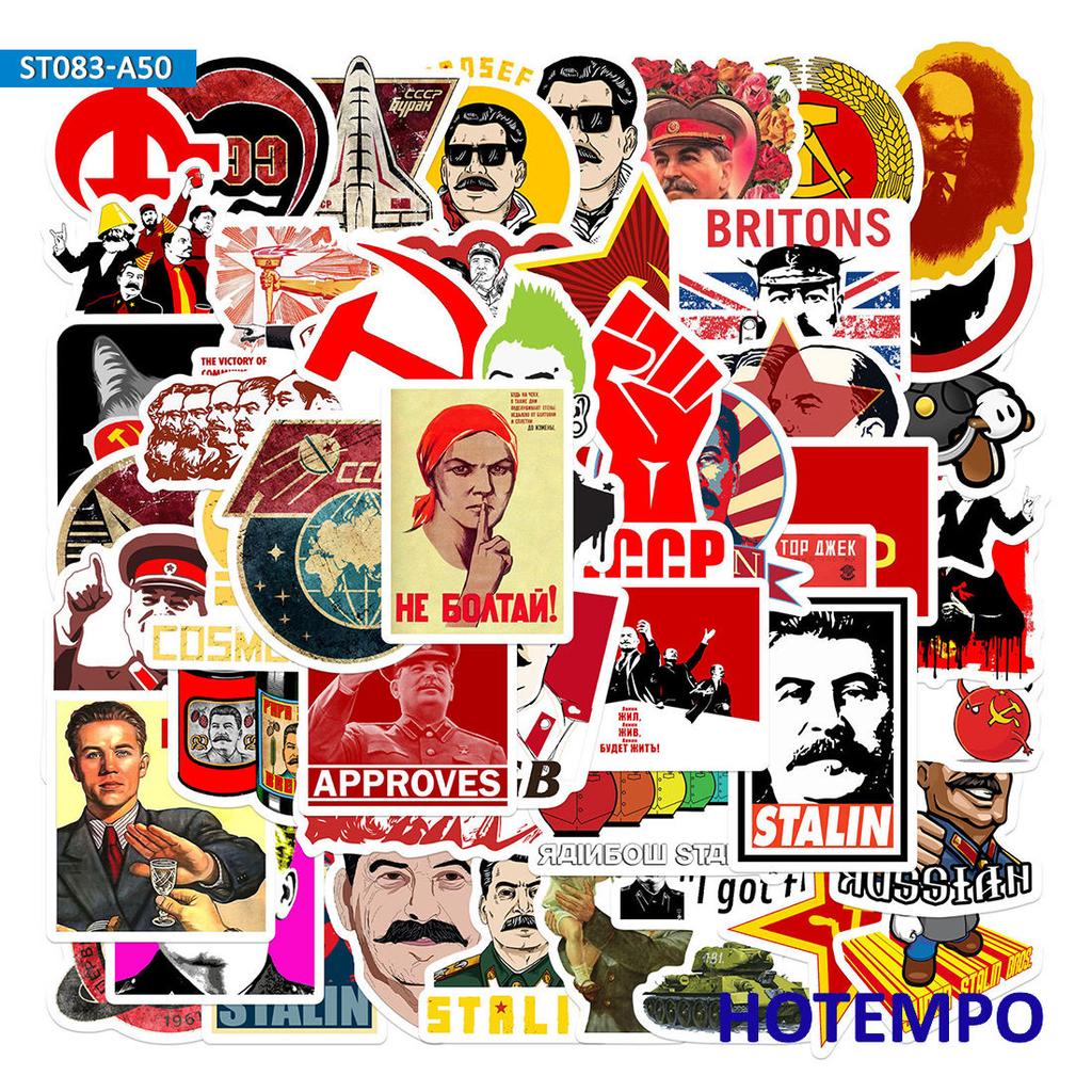 50Pcs Stalin Ussr Cccp Retro Slogan Cool Funny Stickers For Phone Laptop Notebook Luggage Guitar Skateboard Bmx Bike Car Sticker
