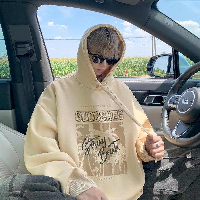 Hooded Sweater Men's Autumn Trend Brand American Retro Trend Printing Loose Long-sleeved Teen Jacket