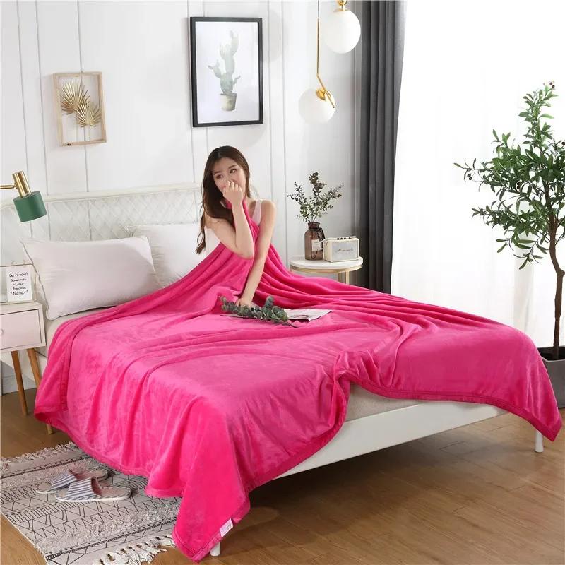 

Современное минималистичное однотонное коралловое флисовое одеяло, универсальное для четырех сезонов, толстое, теплое, для кондиционирования воздуха, для сна и отдыха 100x150cm 1pcs