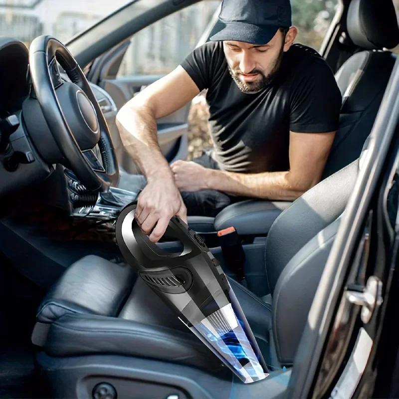 12V Rechargeable Car Vacuum - Portable Handheld Cleaner with Washable Filter