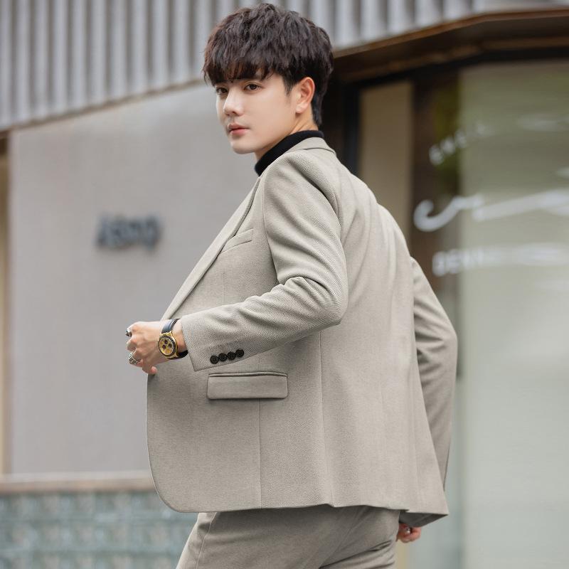 Traje Casual Traje Versión Coreana Ajuste Delgado Tendencia Otoño e Invierno Chaqueta Superior Gruesa de Lana para Hombre