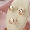 Modische Glänzende Hängeohrringe Ring-Sets Roségold Einfache Ovale Ringe Für Frauen Hohe Qualität Tägliches Feinschmuck-Set