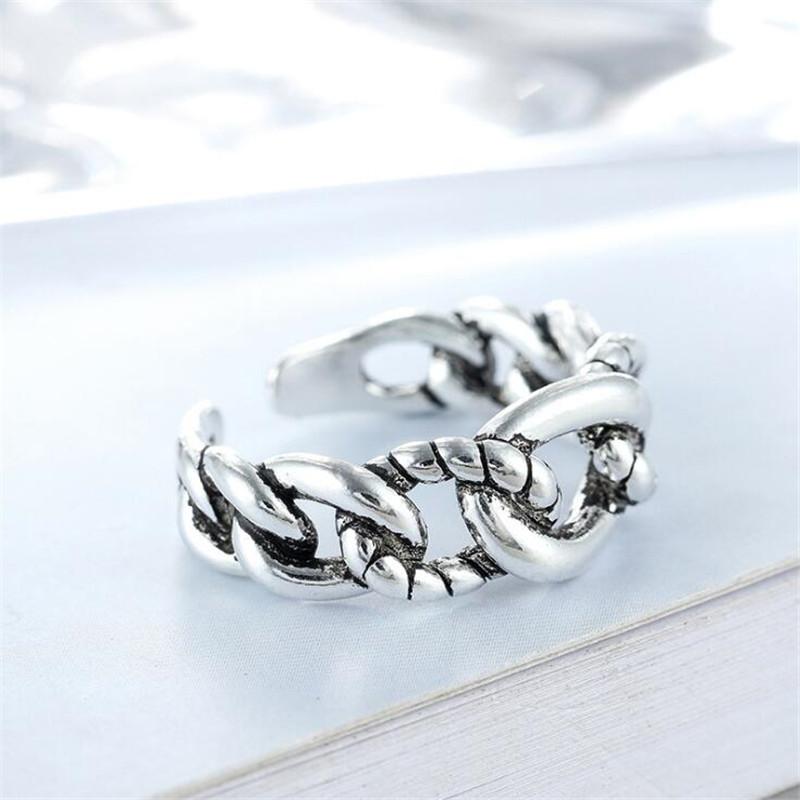 New Personality Distressed Knotted Popualr 925 Sterling Silver Jewelry Retro Accessories Twist Rope Shaped Opening Rings TYB434