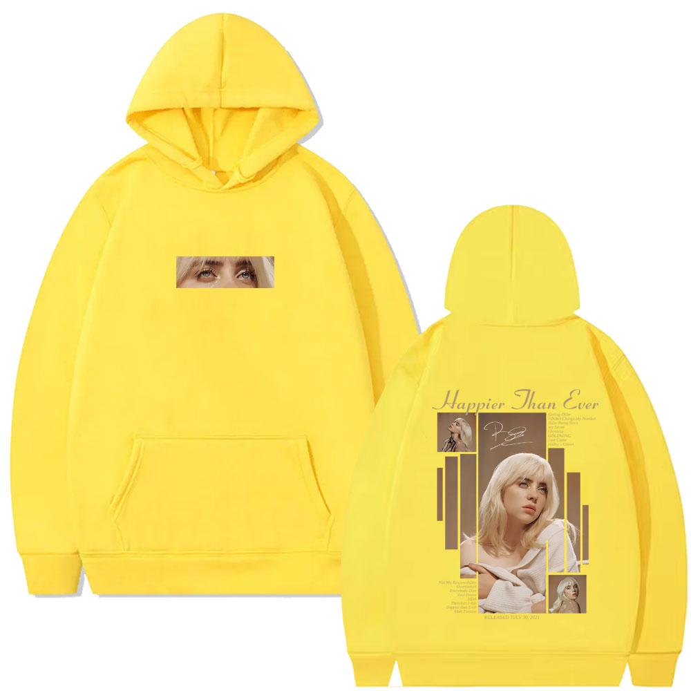 Happier Than Ever Hoodie Men Women Fashion Pop Music Pullover Hoodies Man Vintage Hip Hop Oversized Fleece Cotton Tracksuit