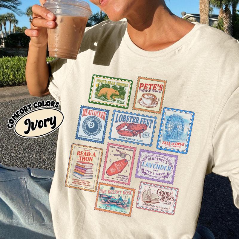 

Emily Henry Books Stamp Shirt Beach Read Book Shirt Sunshine Falls Shirt Happy Place Inspired Shirt Book Lovers Gifts S