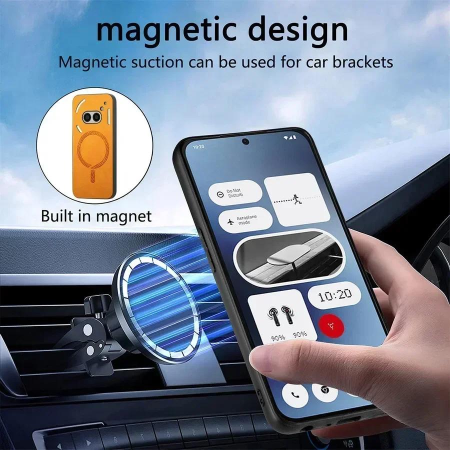 For Magsafe Leather Case for Nothing Phone 2A Plus Matte Shockproof Magnetic Wireless Charging Phone Protection Cover for Nothing CMF Phone 2Pro 1
