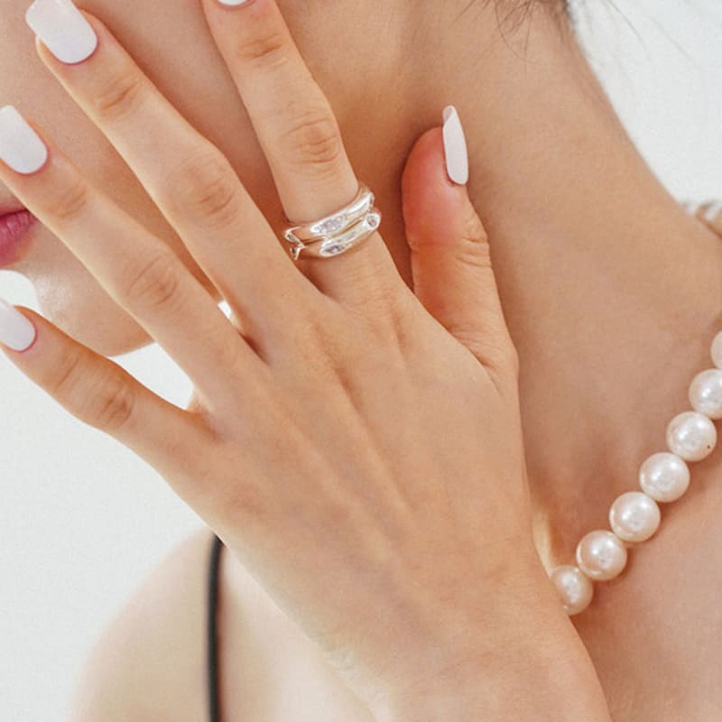 LAYERMOOD [PEARL&DRAPE] Silver925 Foil Ring