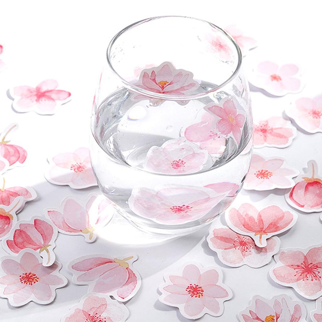 45pcs Cherry Blossom Stickers Vibrant Colors Sakura Scrapbook Stickers Strong Adhesive Flower