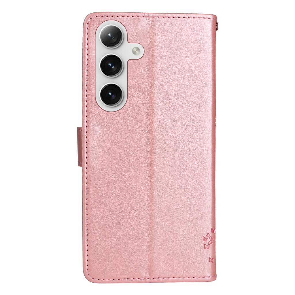 Etui na telefon Samsung Galaxy S25/Galaxy S24 ze stojakiem Wzór drzewka dla kota Skórzany portfel Pokrowiec na telefon komórkowy