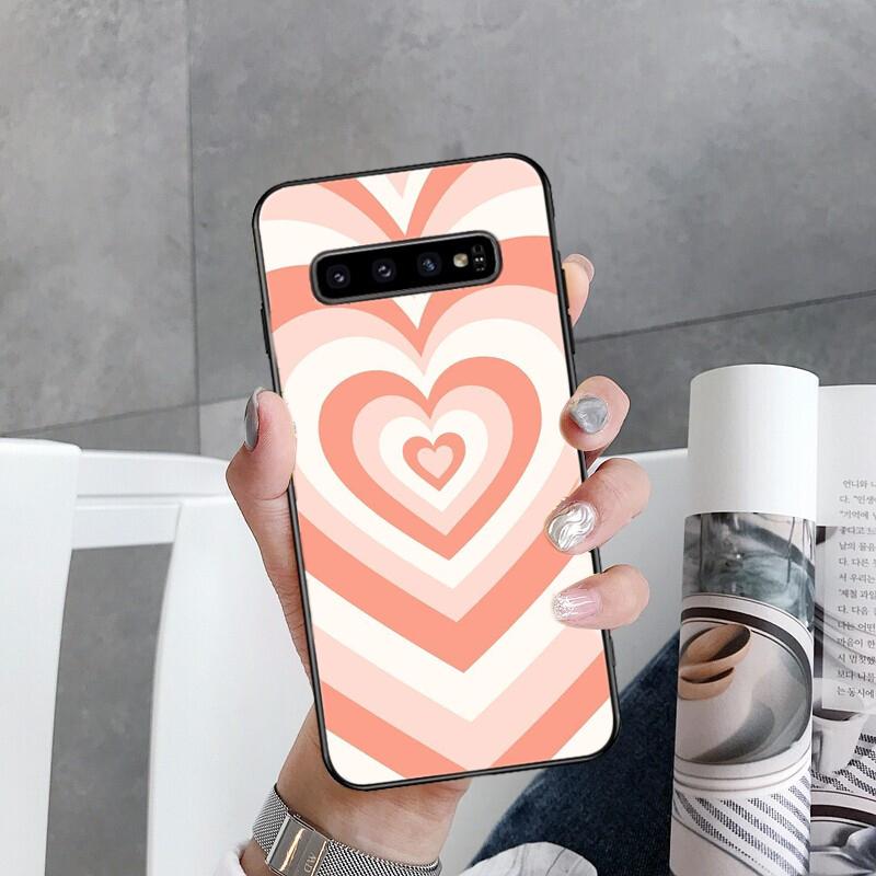 Phone Case for Samsung Galaxy S22 S20 Ultra S20 S22 Plus S21 S10 S9 S8 Plus S10E S20 FE Brown Heart Circle Phone Capa