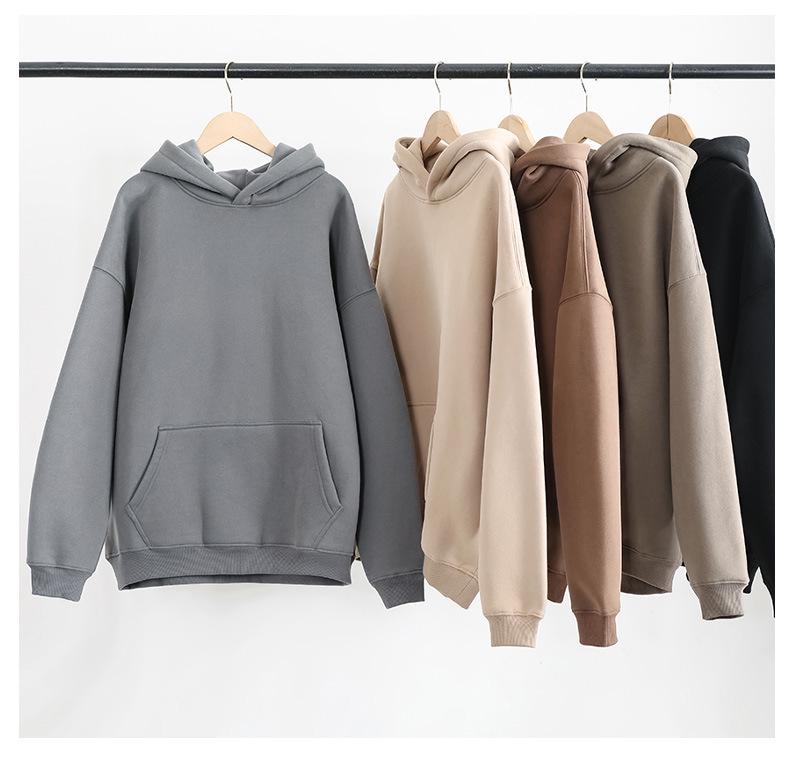 2025 Übergroßes Kapuzensweatshirt für Damen - Koreanischer Stil Einfarbiges Fleecejacke mit langen Ärmeln