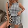 Completi da Donna in Lino 2 Pezzi, Camicia Oversize Bottoni e Pantaloncini con Vita Elastica, Tuta Casual Estiva per il Tempo Libero