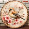 Vintage Aluminum Round Sign Spring Birds Cherry Blossom Musical Note Art Decorative Plaque Wall Decor Xin