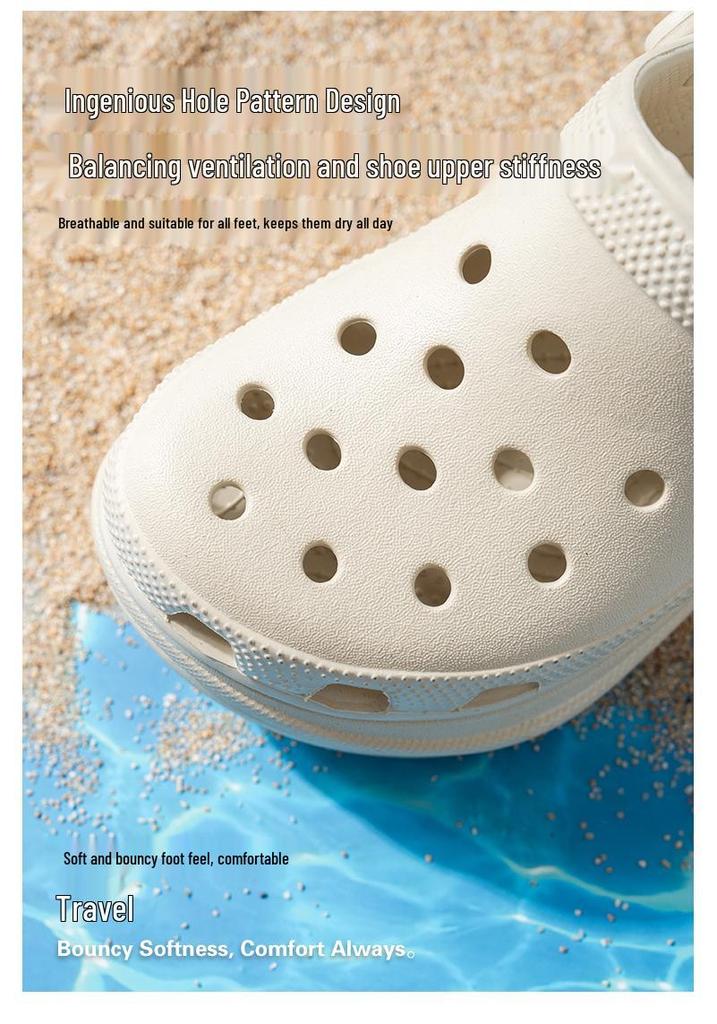 Women's Platform Non-Slip Perforated Beach Shoes - Height-Boosting Outdoor Slippers