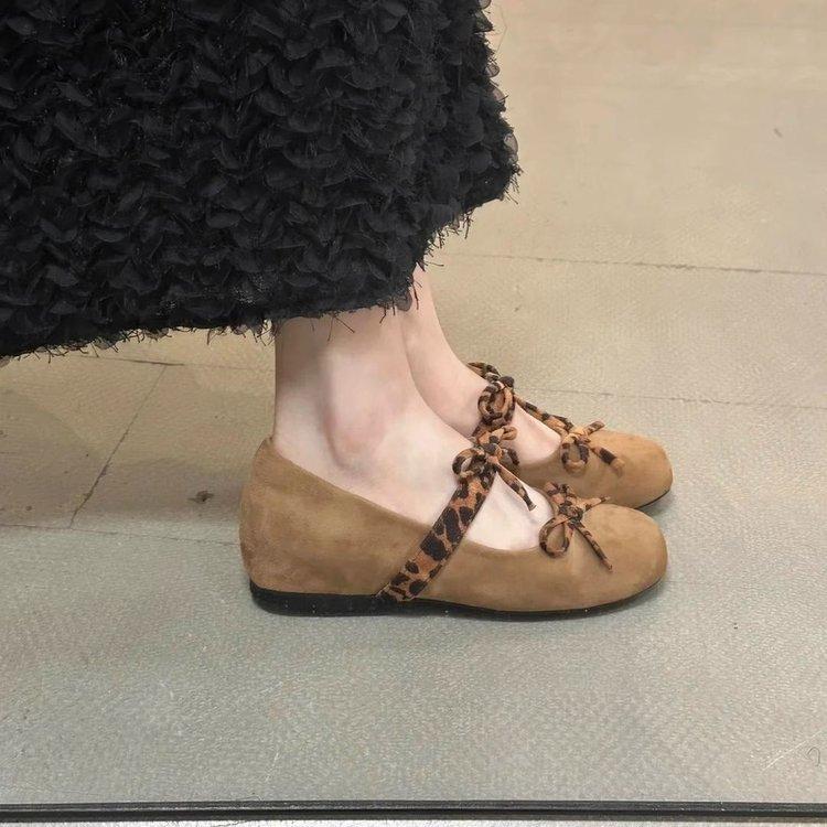 Niche Retro Inner Height Increase 5cm Shallow Mouth Single Shoes Women's 2025 New Round Head Bow Ballet Mary Jane Shoes