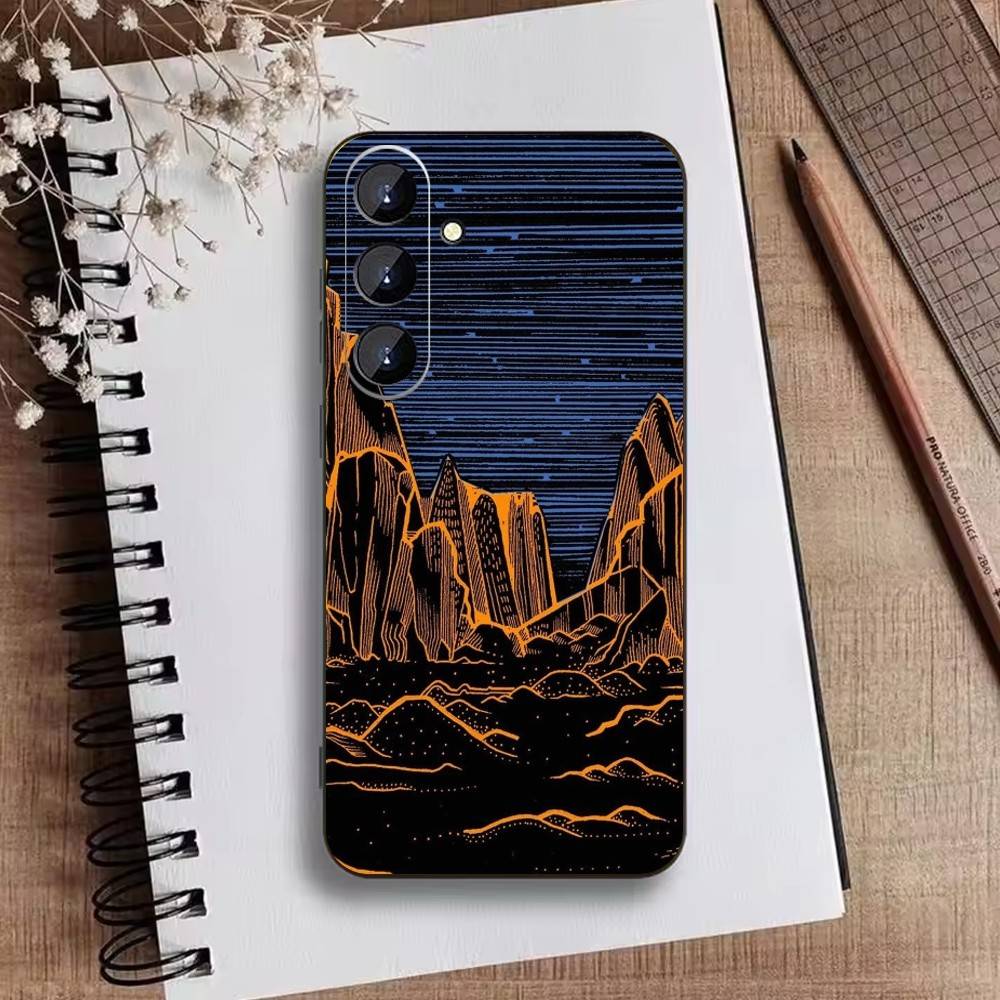 Dark Space Astrology Mountain Phone Case For Samsung Galaxy A73,A21s,A22,A31,A52,A53,A71,A41Soft Black Shell