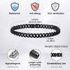 Black Miami Curb Chain Bracelet for Men,6-12MM Chunky Stainless Steel Cuban Link Chain Wristband,Stylish Punk Male Jewelry