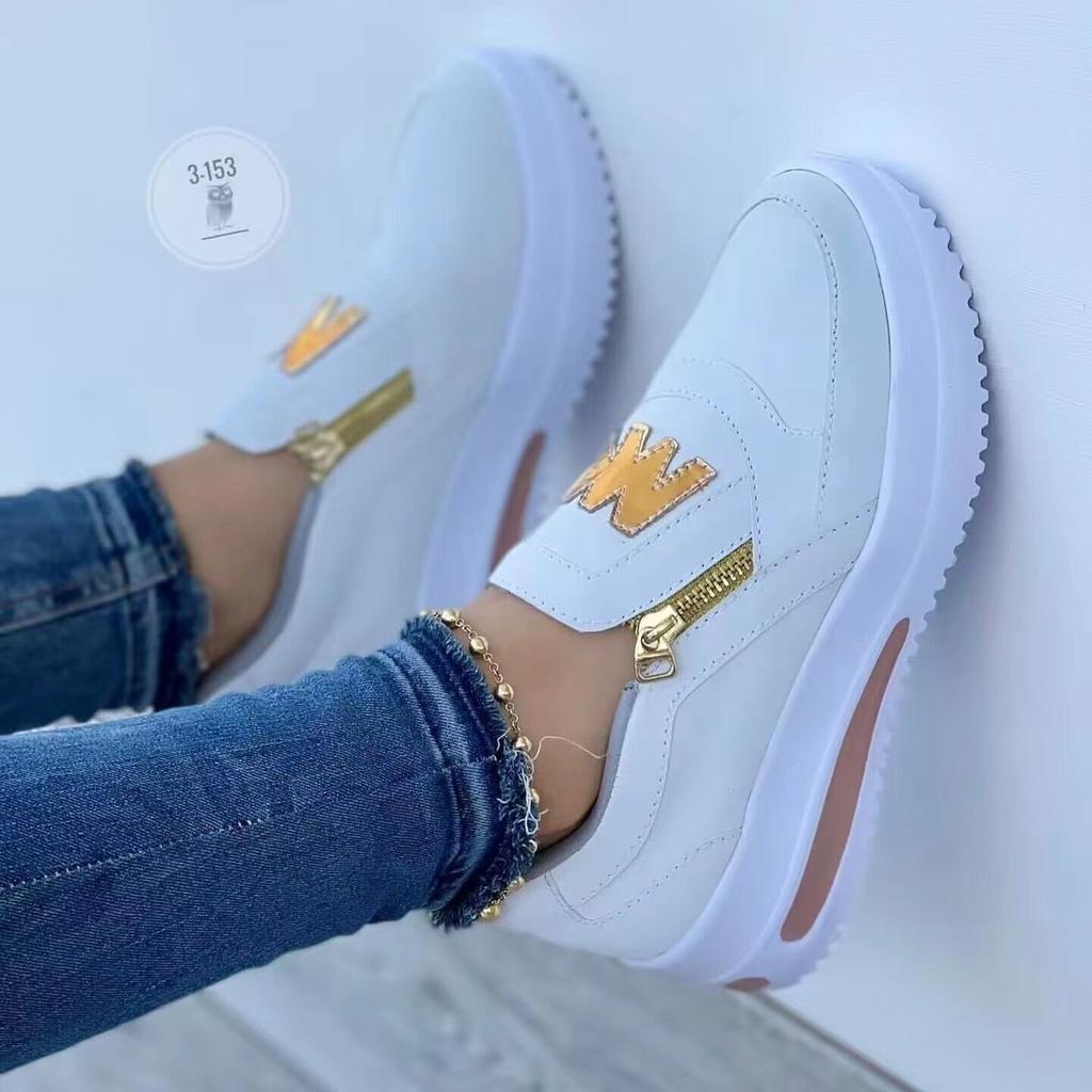 Zapatillas de deporte de cuero para mujer, zapatos informales con plataforma, cómodos y ligeros, deportivos de PU, a la moda, 2022