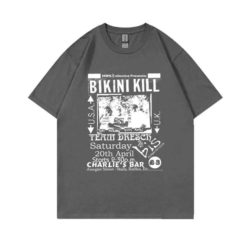 Punk Rock Band Bikini Kill Graphic Print Tshirt Unisex Women Vintage Oversized Short Sleeve Tops Tshirt Unisexs Casual Cotton T Shirt