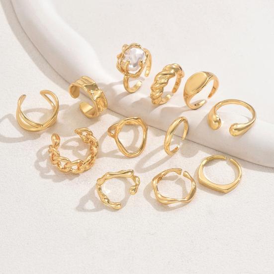 1 Set Stackable Rings Set V-Shaped Geometric Finger Rings Flower Engraved