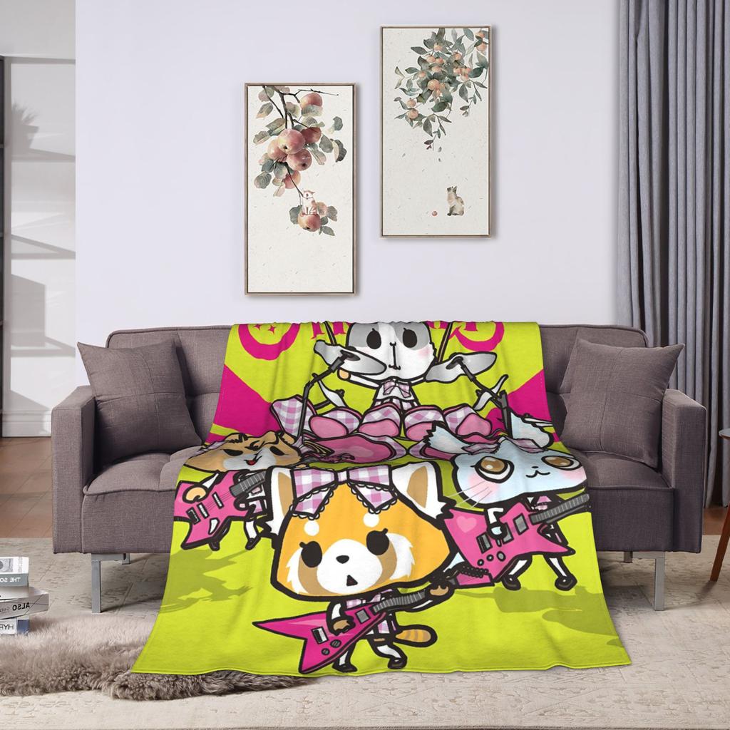 Aggretsuko Cartoon Band Warm Soft Blanket  Child Plush Bedding Throws Street Trend Couch Bed Flannel Bedspread Sofa Bed Cover