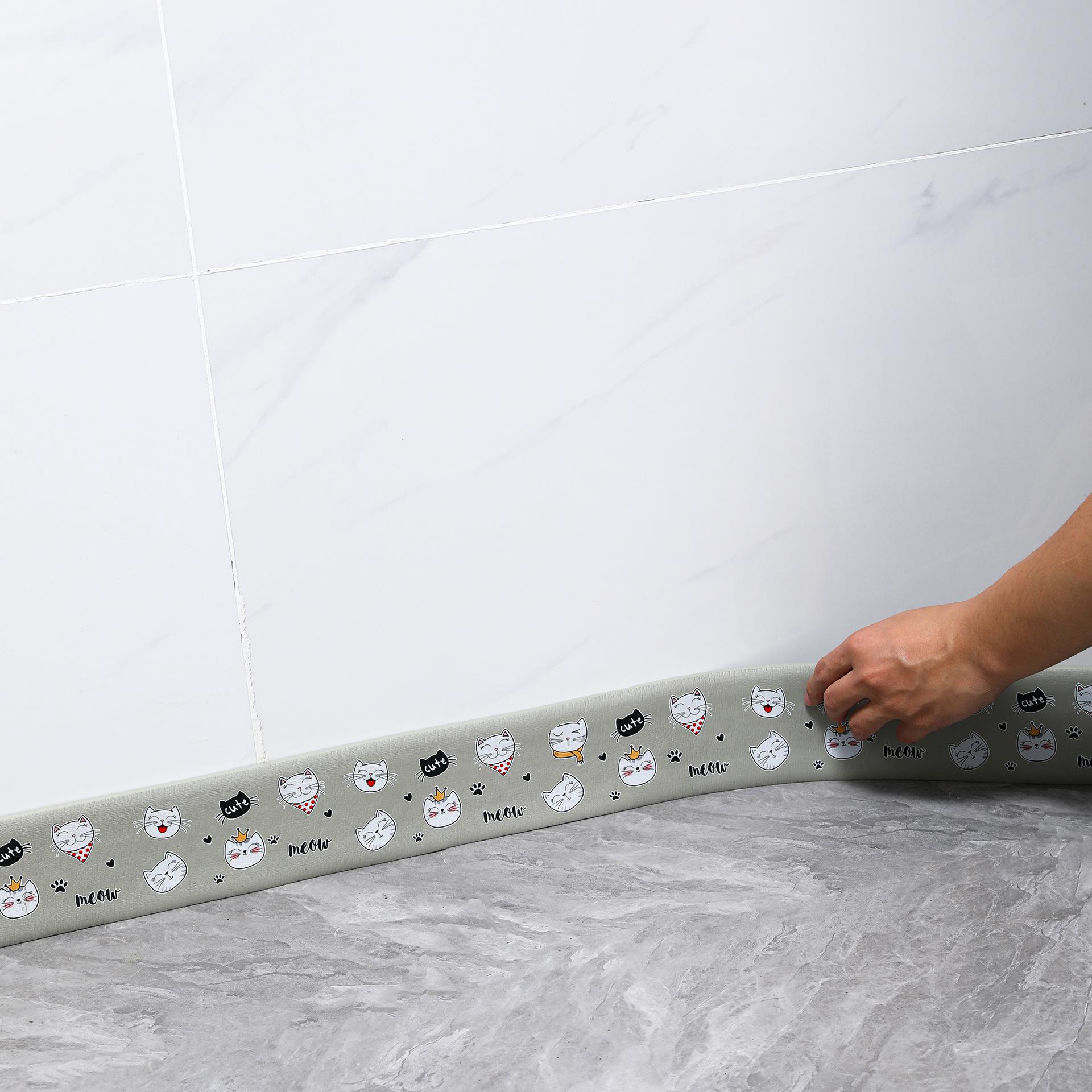 

2M водонепроницаемый корпус самоклеящийся плинтус линия 3D настенная наклейка утолщенная антистолкновительная декоративная линия детский уголок 2m светло-серый