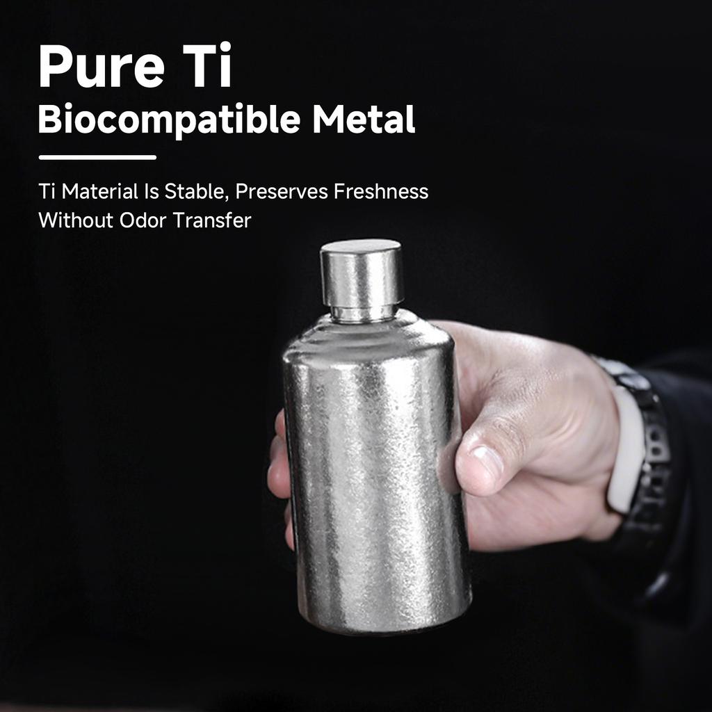 Pure Ti Round Flask Portable Lightweight Ti-Made Pouring