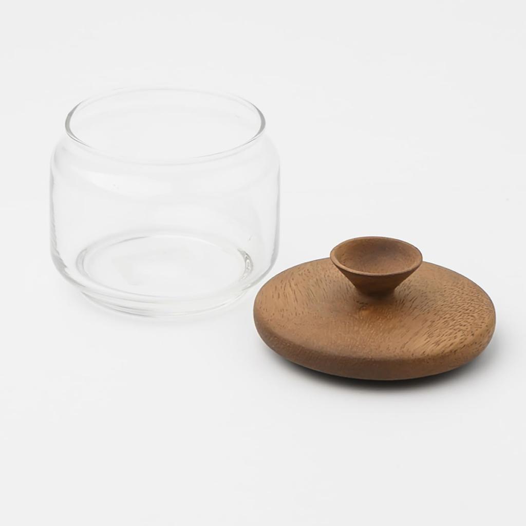ChaBatree HIS Sprout Jar, Small, 0.35L, Glass Storage Container with Acacia Wood Lid and Gasket