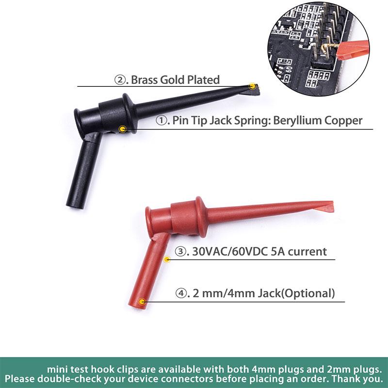 New Multimeter Test Leads Probe Hook  Smd Ic Clamp Spring Damage Test  For Test Lead 2mm/4mm Interface