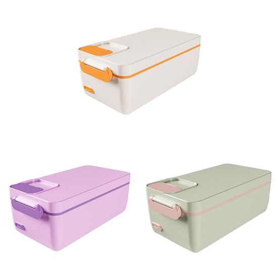 Elektryczne Podgrzewane Pudełko na Lunch Bezprzewodowe Izolowane Pojemnik na Lunch Akumulatorowe Przenośne Pudełko Bento 1L Pojemnik ze Stali Nierdzewnej Szczelny Podgrzewacz do Jedzenia