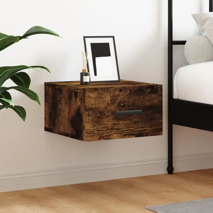 VidaXL Table de chevet murale chêne fumé 35x35x20 cm 829846