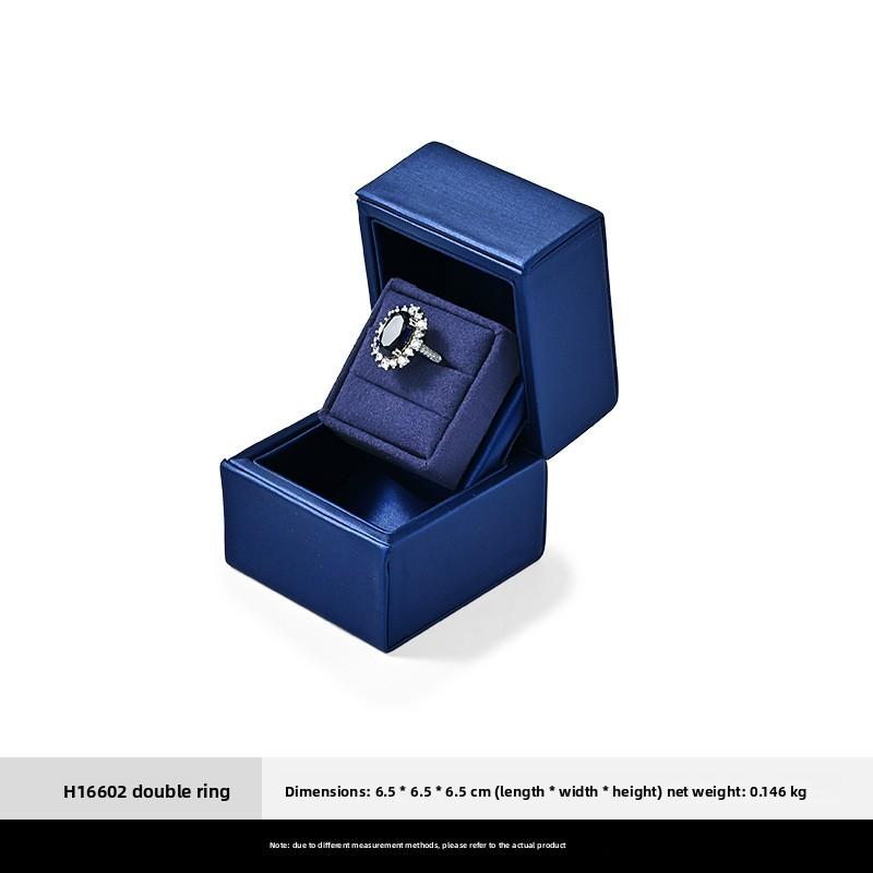 

Blue PU Leather Ring Storage Box, Wedding Proposal Couple Ring Box, Elegant Jewelry Gift Case .