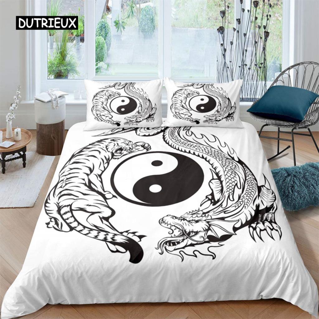 

Красный Пламя Дракона Пододеяльник Комплект Китайская Культура Дракона Сказочные Комплекты Постельных Принадлежностей Микрофибра Для Детей Женщин Мужчин Спальня Декор EU single(135x200cm)