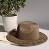 LIDHAY Western Style Suede Hat, Unisex Wide Brim Fedora Hat, Felt Panama Hat, Rancher Hat LIDHAY Western Style Suede Hat, Unisex