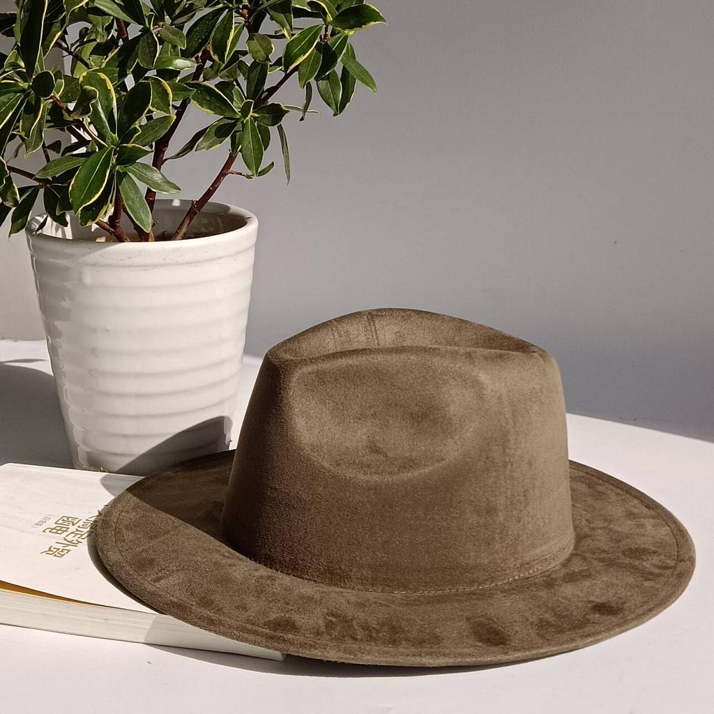LIDHAY Western Style Suede Hat, Unisex Wide Brim Fedora Hat, Felt Panama Hat, Rancher Hat LIDHAY Western Style Suede Hat, Unisex