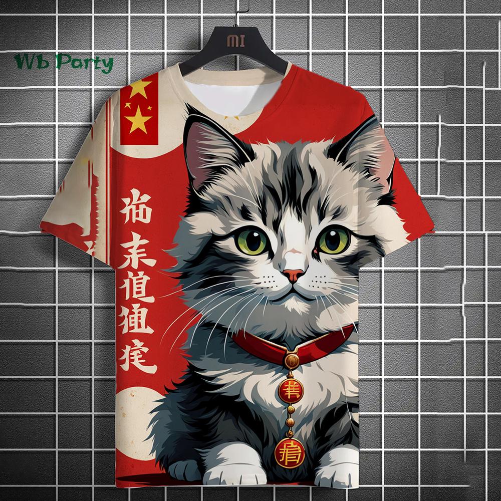 

Cat Print Men s T-Shirt Fashion 3D Print Short Sleeve T-Shirt Shirt Harajuku Top Fun T-Shirt Summer Men s Street Casual Clothing 5XL