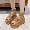 Fashion 8CM Summer Sandals Wedge Heels Sneakers New Women Beach Flip Flop High Platform Casual ZIP Sandals Breathable Walking Slippers