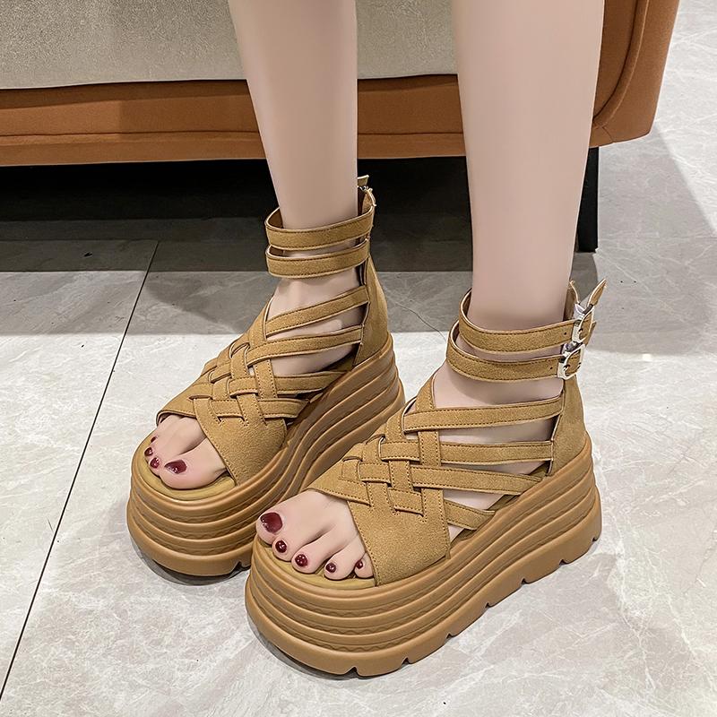Fashion Summer Sandals 8CM Wedge Heels Sneakers New  Women Beach Flip Flop High Platform Casual Sandals Breathable Walking Slippers
