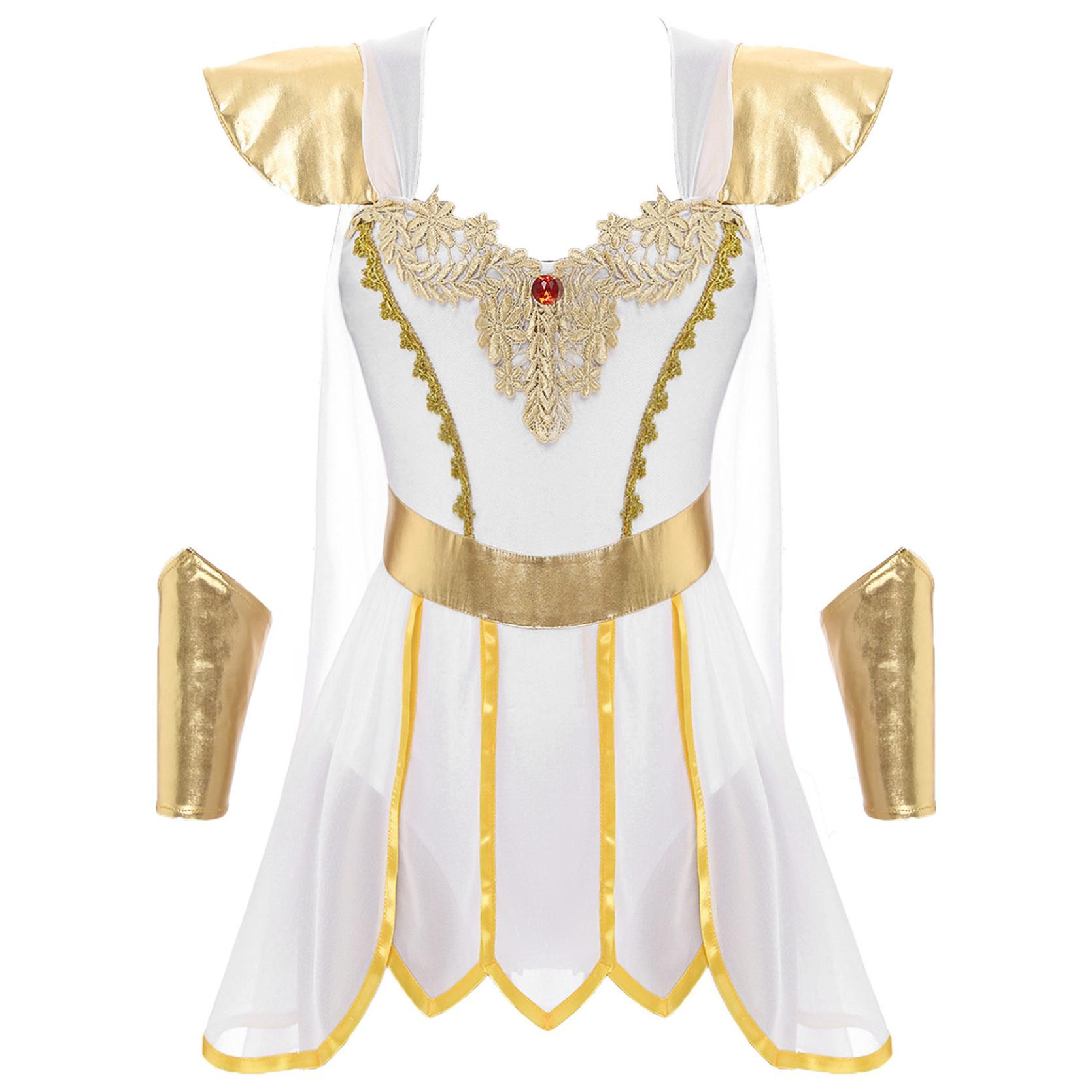 

Женский карнавальный костюм египетской королевы, императрицы, боди, тога с браслетами, костюм древней римской королевы, одежда на Хэллоуин M белый