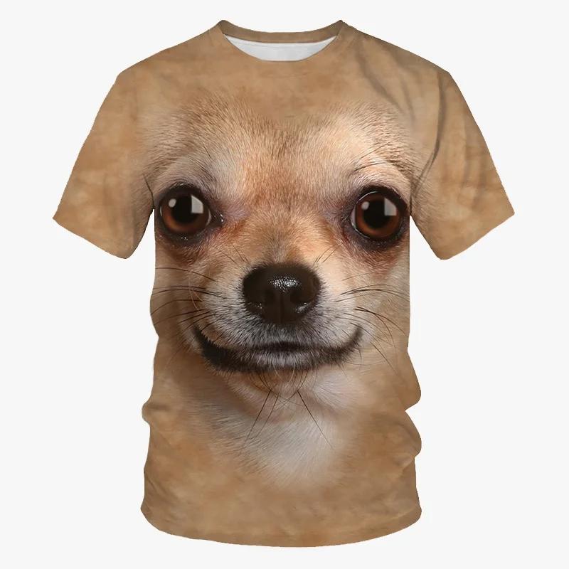 Summer Round Neck 3D Funny Animal Dog Graphic Print Top Fashionable Casual Short Sleeved Men's T-shirts