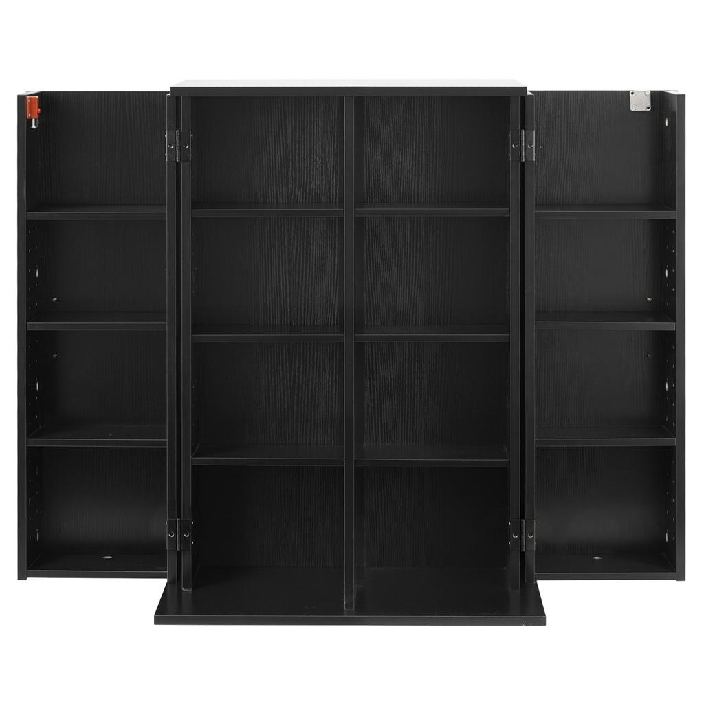 Media Storage Cabinet, 4-Tier DVD Shelf Organizer, 610 X 368 X 846 Mm Multimedia Storage Organizer for CDs, DVDs, Books, Games, CD Shelf for Living