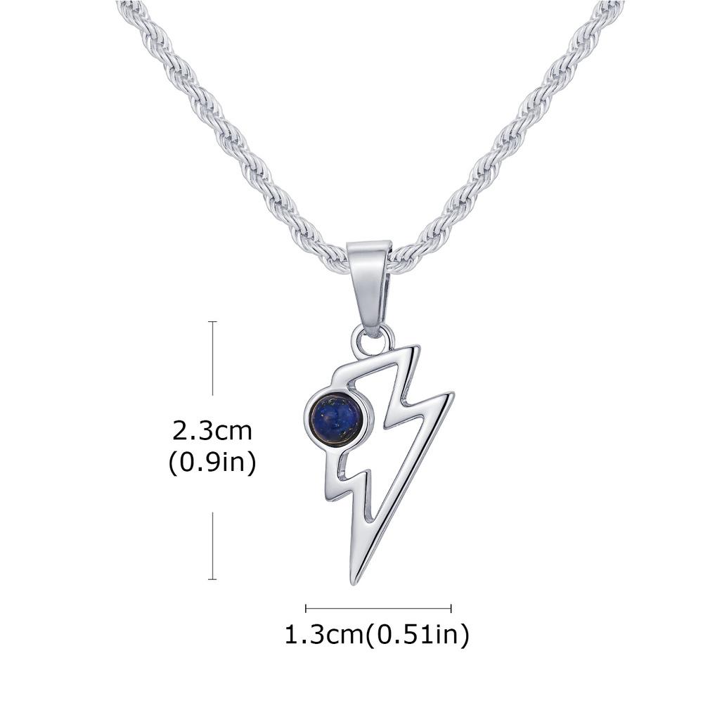 

Vnox Stainless Steel Lightning Pendant Necklace with Natural Stone 13x23mm for Men Women Punk Rock Jewelry Gifts Birthday Casual 70cm