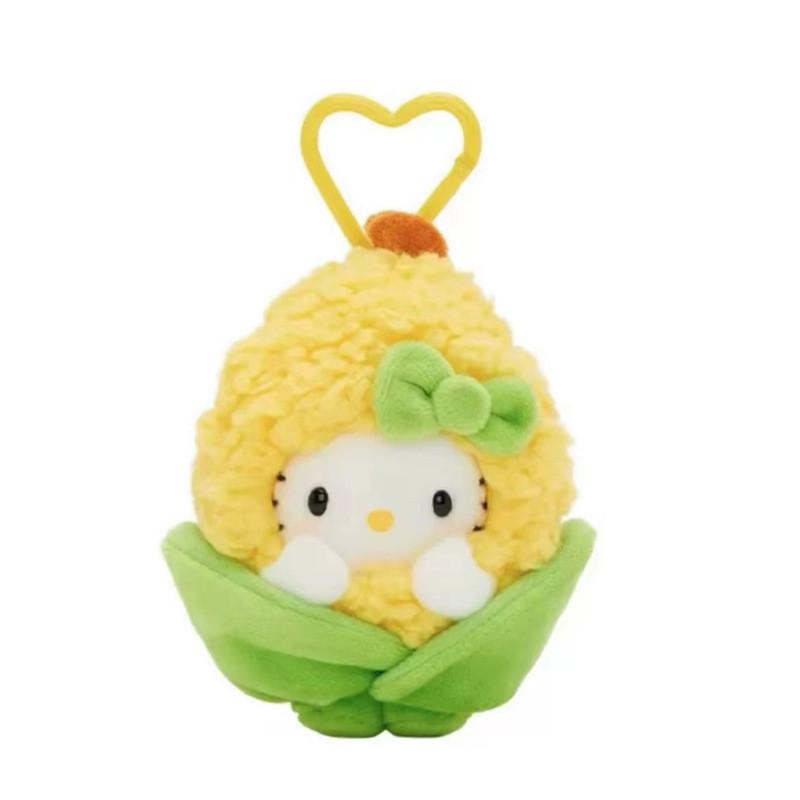 Adorable Japanese Hello Kitty Plush Keychain Featuring Colorful Vegetable Designs