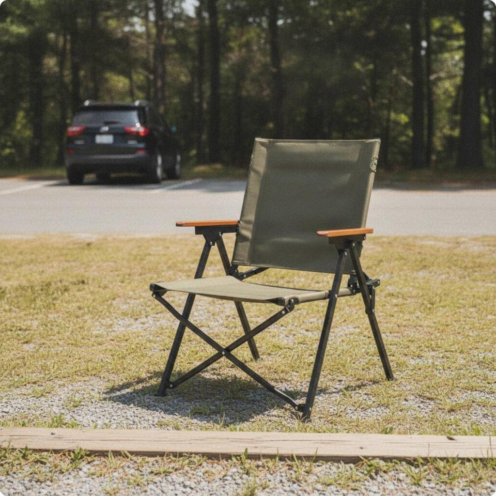 Fold-Flat Camp Chair Carbon Steel Frame Folding Camping for Sketching