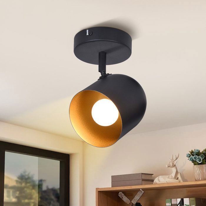 Plafonnier - NETTLIFE - E14 - Noir - Métal - 1 ampoule orientable