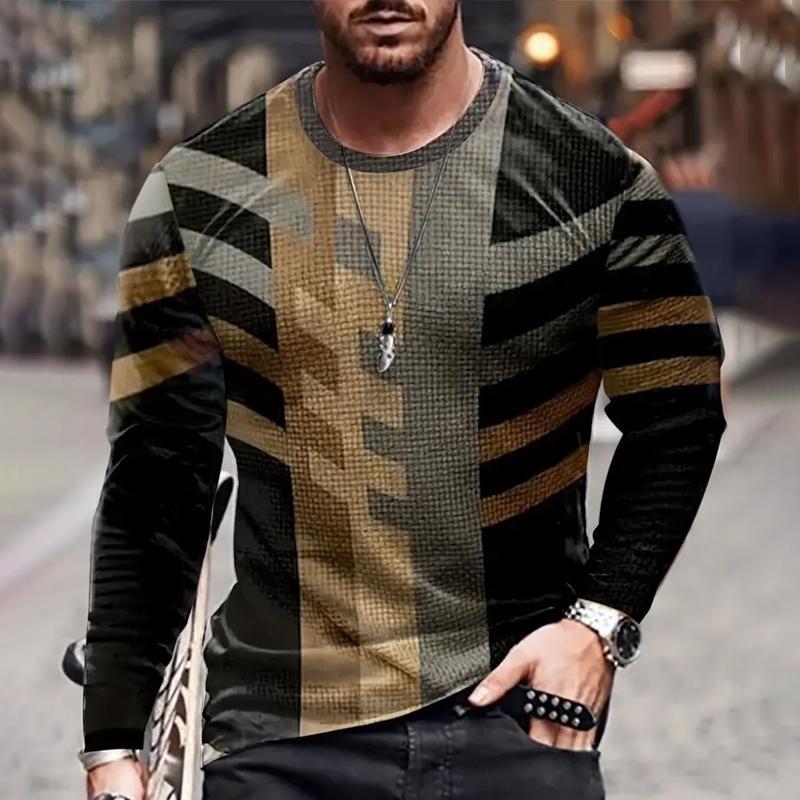 Fashion Men's and Women's Pullover Long Sleeve T-shirts Printed O Neck Oversized Casual Tees Top Clothing